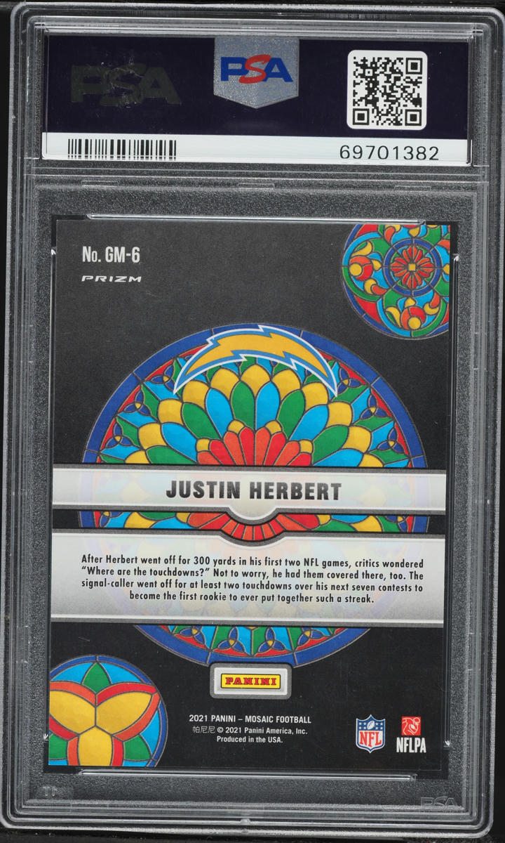 2021 Panini Mosaic Glass Justin Herbert #GM6 PSA 9 MINT