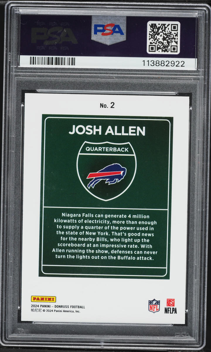 2024 Donruss Downtown Josh Allen #2 PSA 9 MINT