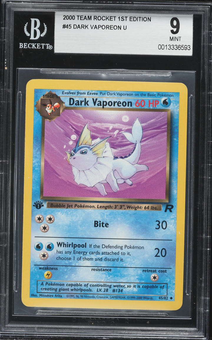 pokemon card dark vaporeon (Dark Explorers 25) Retreat Cost Dark Vaporeon Team Rocket 45/82