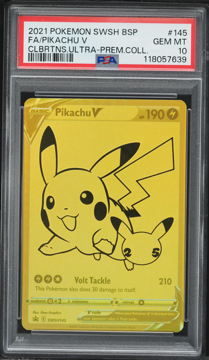 2021 Pokemon Sword & Shield Promo Celebrations Full Art Pikachu V #SWSH145 PSA 10 GEM MINT