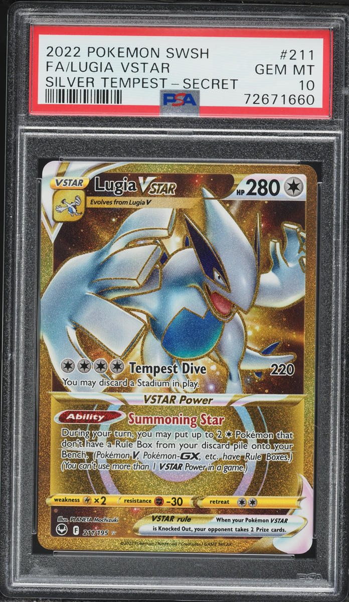 2022 Pokemon Sword & Shield Silver Tempest Gold Rare Lugia VSTAR #211 PSA 10 GEM MINT