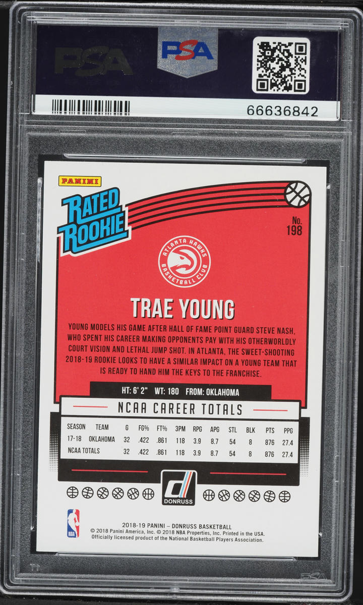 2018 Donruss Orange Laser Trae Young ROOKIE #198 PSA 10 GEM MINT
