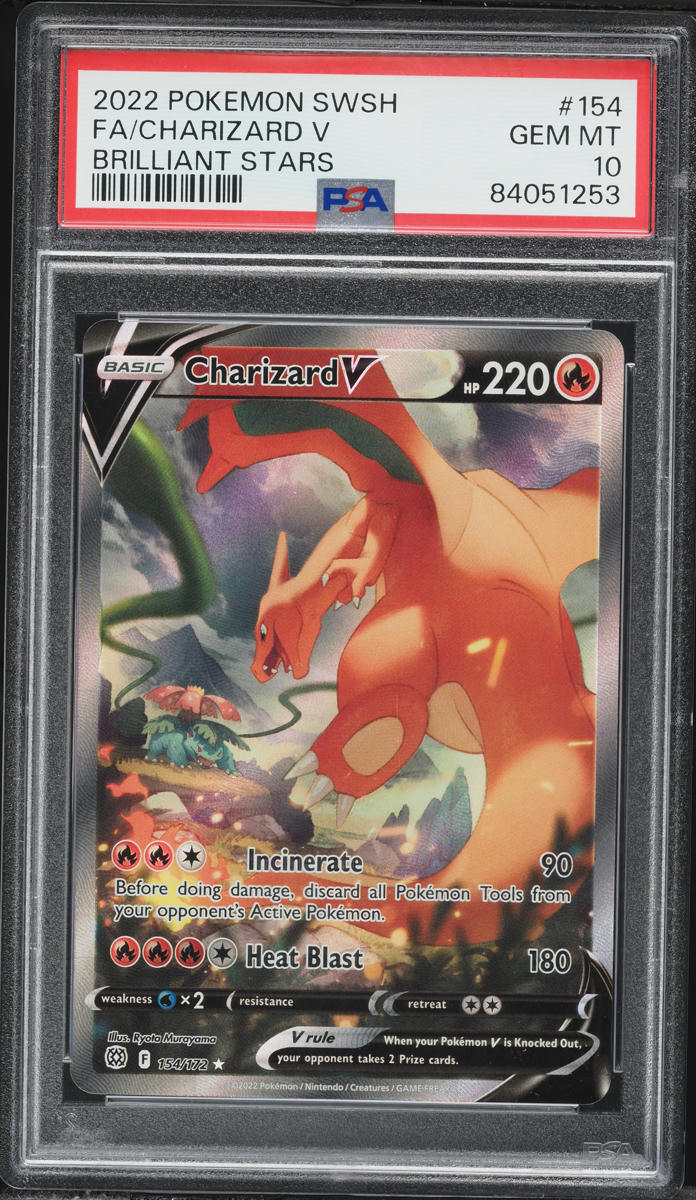 2022 Pokemon Sword & Shield Brilliant Stars Alt Art Charizard V #154 PSA 10 GEM MINT