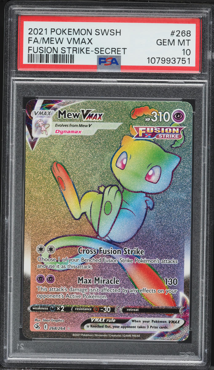 2021 Pokemon Sword & Shield Fusion Strike Rainbow Rare Mew VMAX #268 PSA 10 GEM MINT