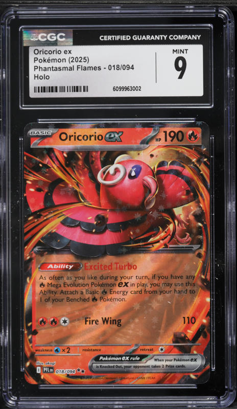 2025 Pokemon Mega Phantasmal Flames Holo Oricorio ex #18 CGC 9