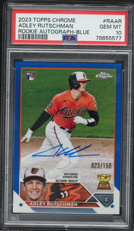 2023 Topps Chrome Blue Refractor Adley Rutschman ROOKIE AUTO /150