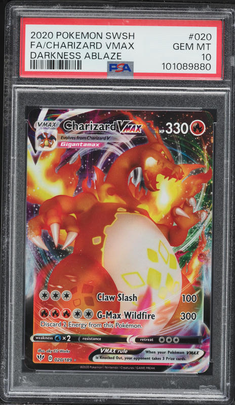 2020 Pokemon Sword & Shield Darkness Ablaze Full Art Charizard VMAX #20 PSA 10 GEM MINT