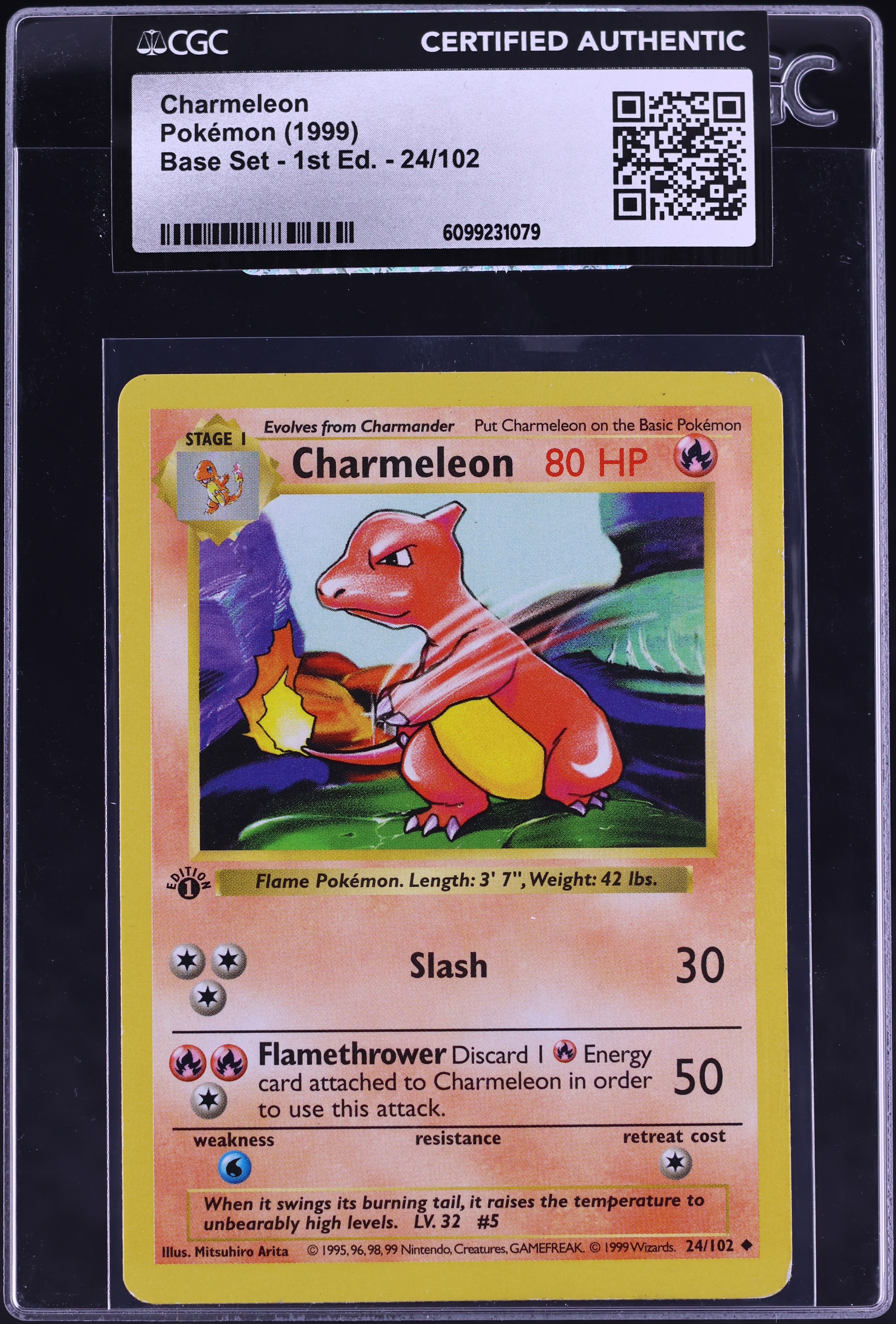 1999 Pokemon Base Set Shadowless 1st Edition Charmeleon #24 CGC AUTH on Fanatics Collect 1999 Pokemon Base Set Shadowless 1st Edition Charmeleon #24 CGC AUTH on Fanatics Collect