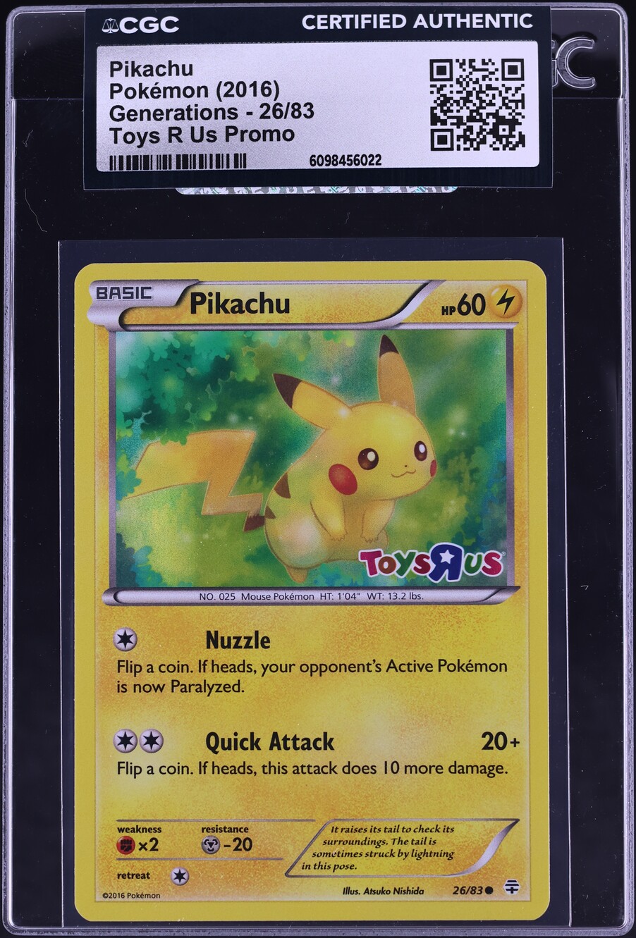 2016 Pokemon XY Generations Toys R Us Promo Pikachu #26 CGC AUTH