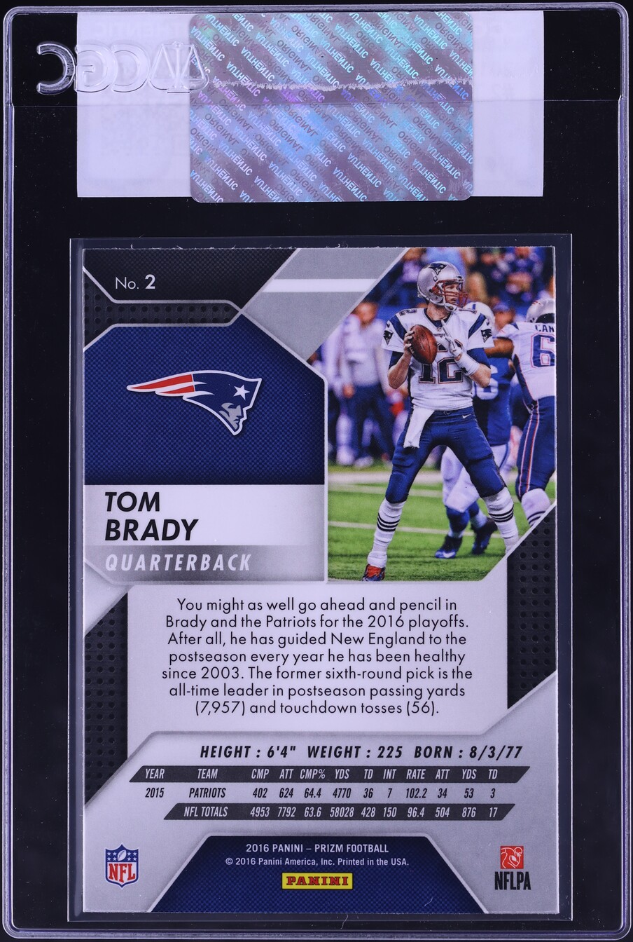 2016 Panini Prizm Tom Brady #2 CGC AUTH