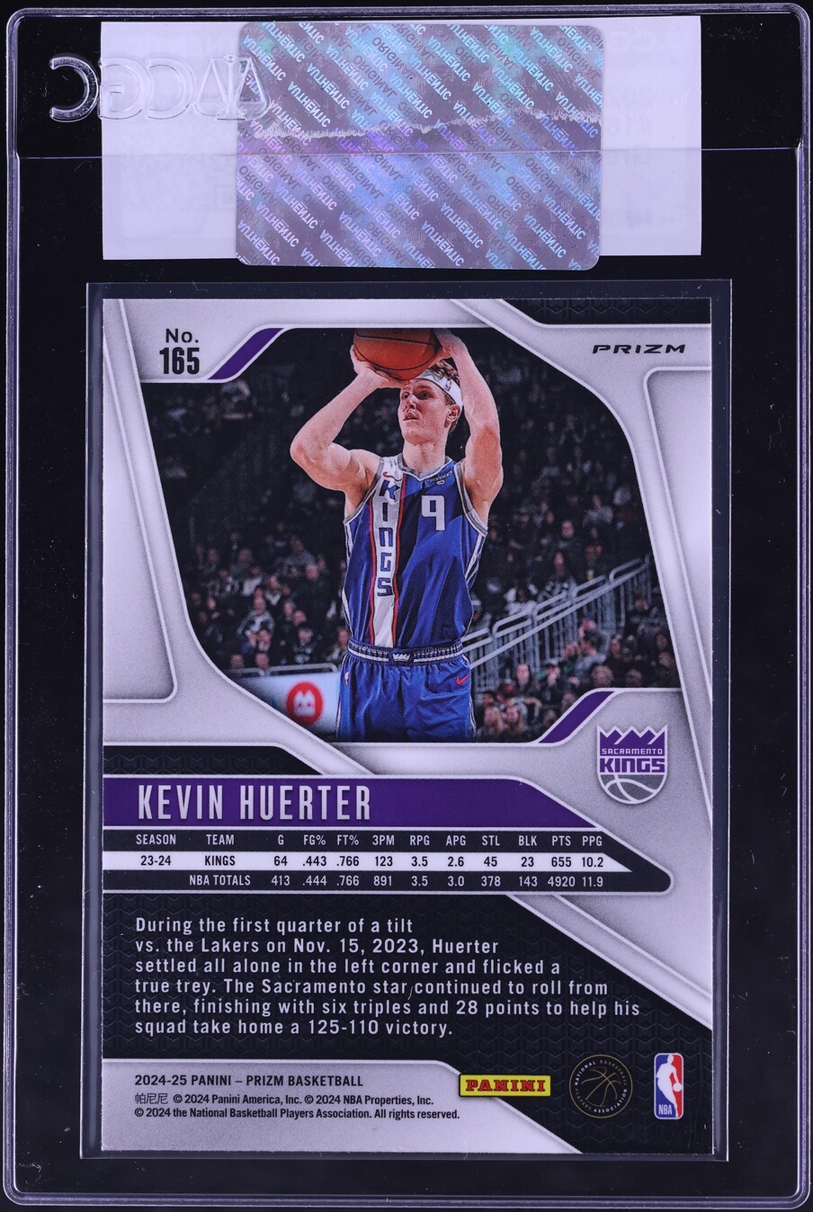 2024 Panini Prizm Green Kevin Huerter #165 CGC AUTH