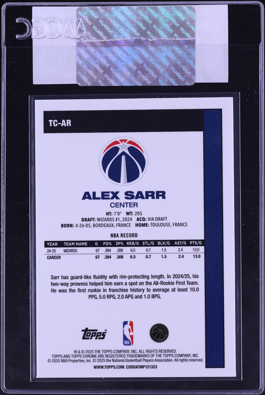 2025 Topps '80 Silver Pack Alex Sarr #TC-AR CGC AUTH