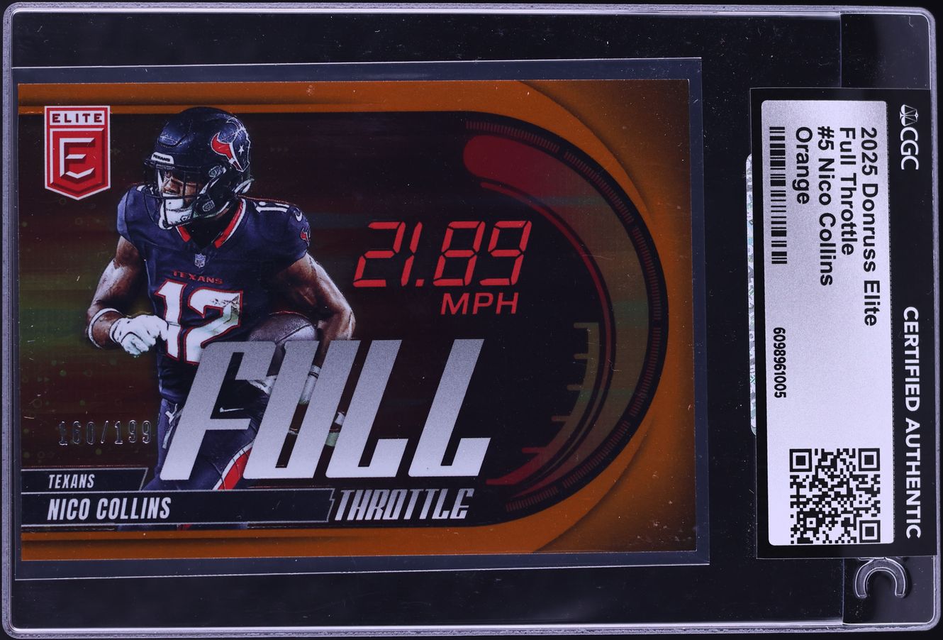 2025 Donruss Elite Full Throttle Orange Nico Collins /199 #5 CGC AUTH
