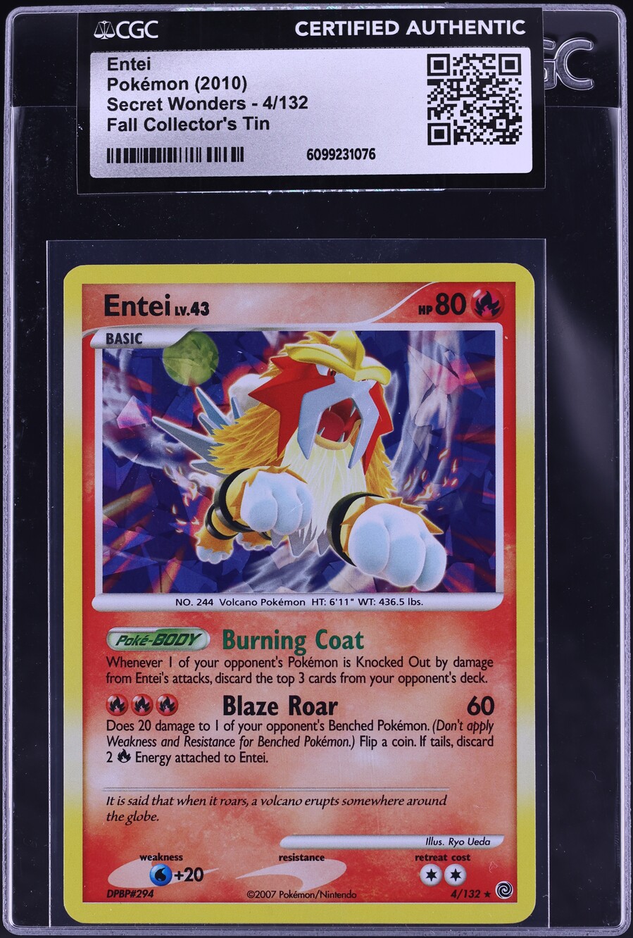 2010 Pokemon Diamond & Pearl Secret Wonders Fall Collector's Tin Entei #4  CGC AUTH on Fanatics Collect