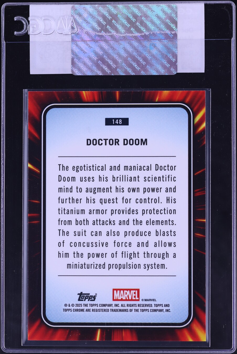 2025 Topps Chrome Marvel Sapphire Red Doctor Doom 1/5 #148 CGC