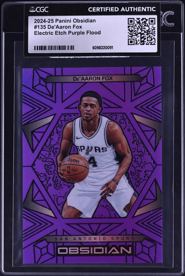 2024 Panini Obsidian Electric Etch Purple Flood De'Aaron Fox /75
