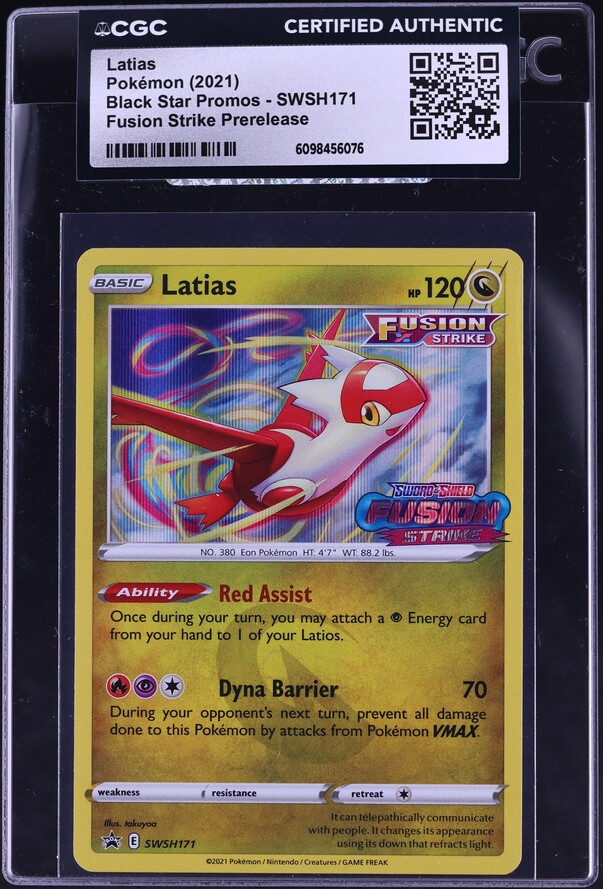 2021 Pokemon Sword & Shield Promo Fusion Strike Prerelease Latias #SWSH171 CGC AUTH