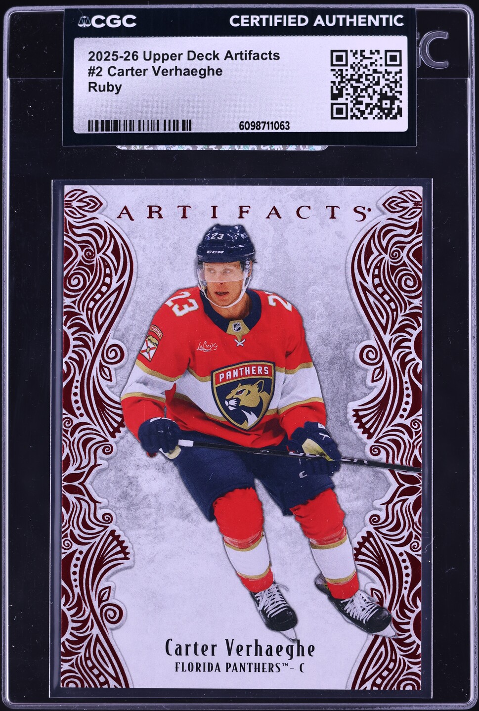 2025 Upper Deck Artifacts Ruby Carter Verhaeghe /599 #2 CGC AUTH
