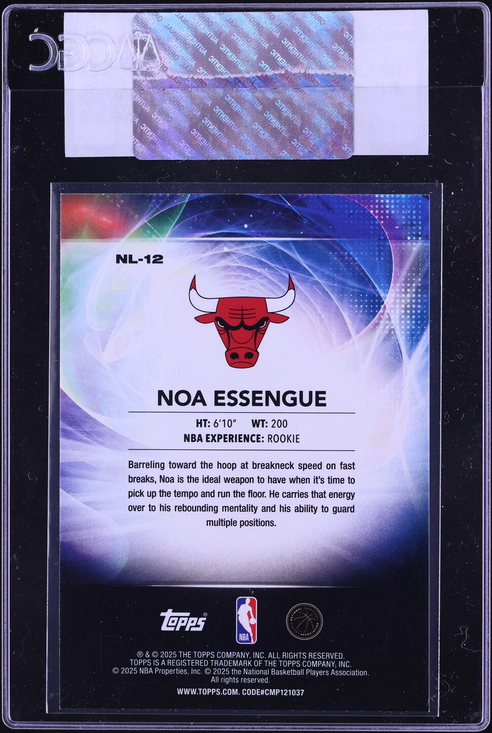 2025 Topps No Limit Noa Essengue ROOKIE #NL-12 CGC AUTH