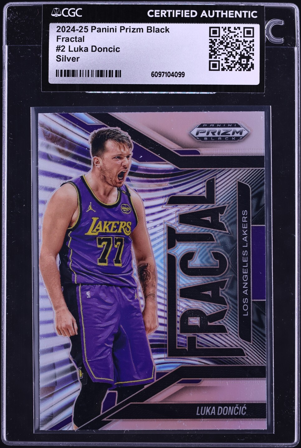 2024 Panini Prizm Black Fractal Silver Luka Doncic #2 CGC AUTH