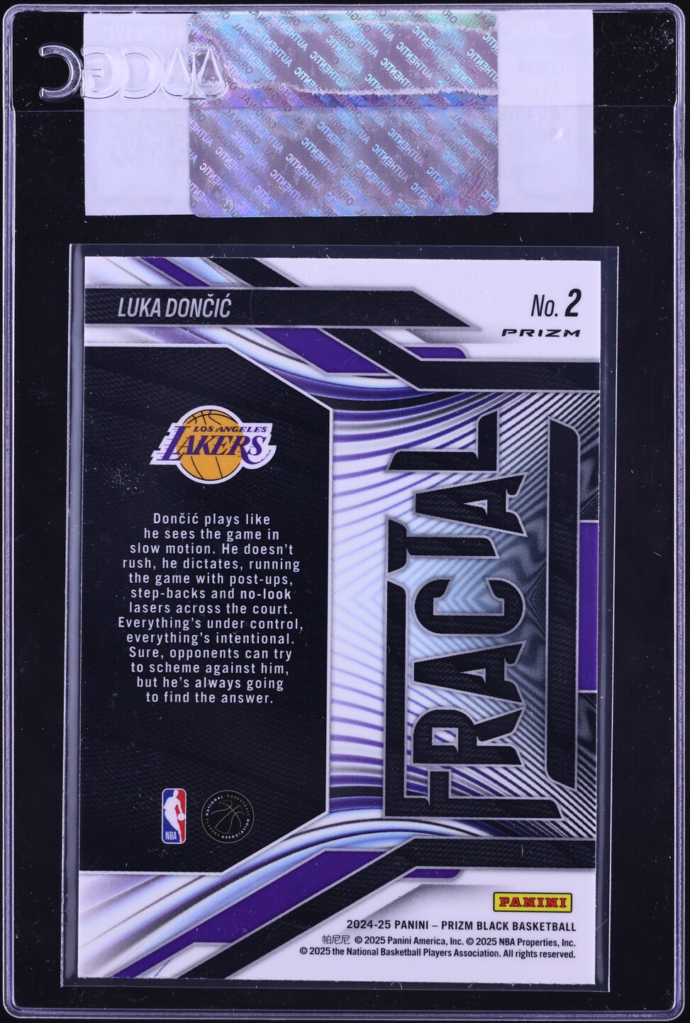 2024 Panini Prizm Black Fractal Silver Luka Doncic #2 CGC AUTH