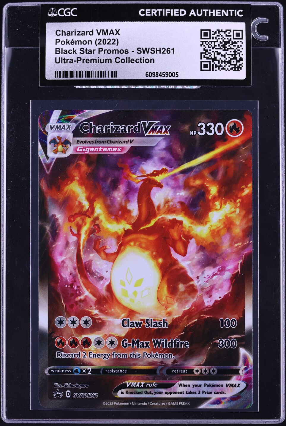 2022 Pokemon Sword & Shield Promo Ultra Premium Alt Art Charizard VMAX #SWSH261 CGC AUTH