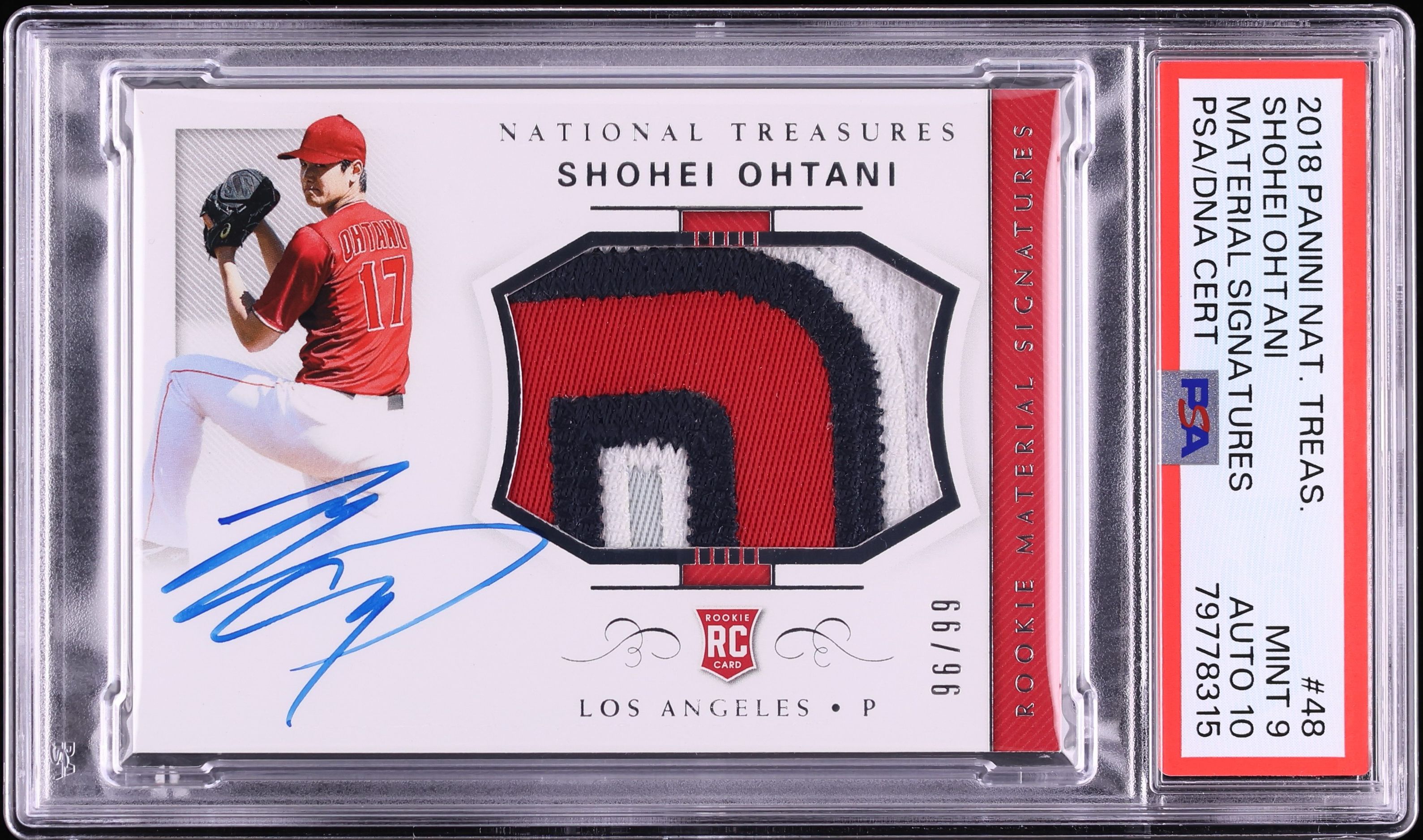 2018 National Treasures Shohei Ohtani ROOKIE PATCH AUTO DNA 10 /99 