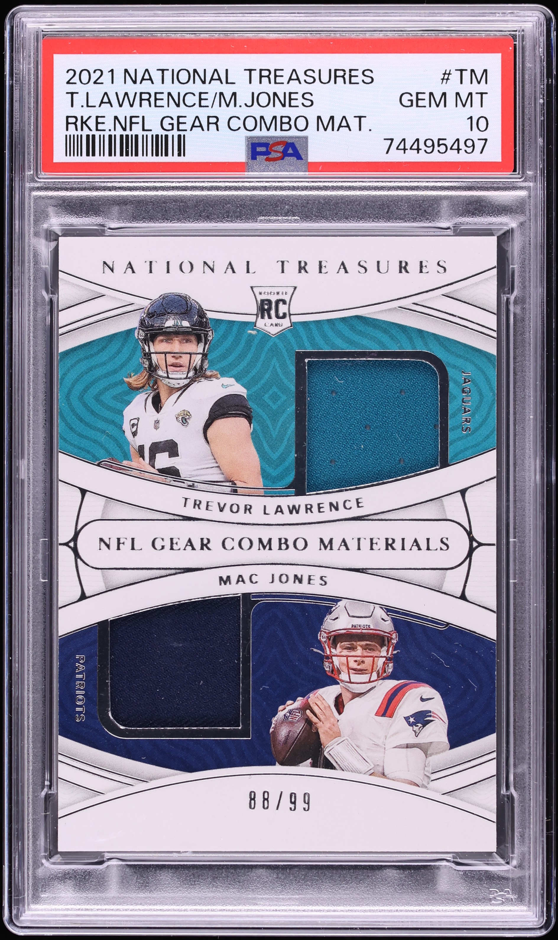 2021 National Treasures NFL Gear Combo Trevor Lawrence Mac Jones