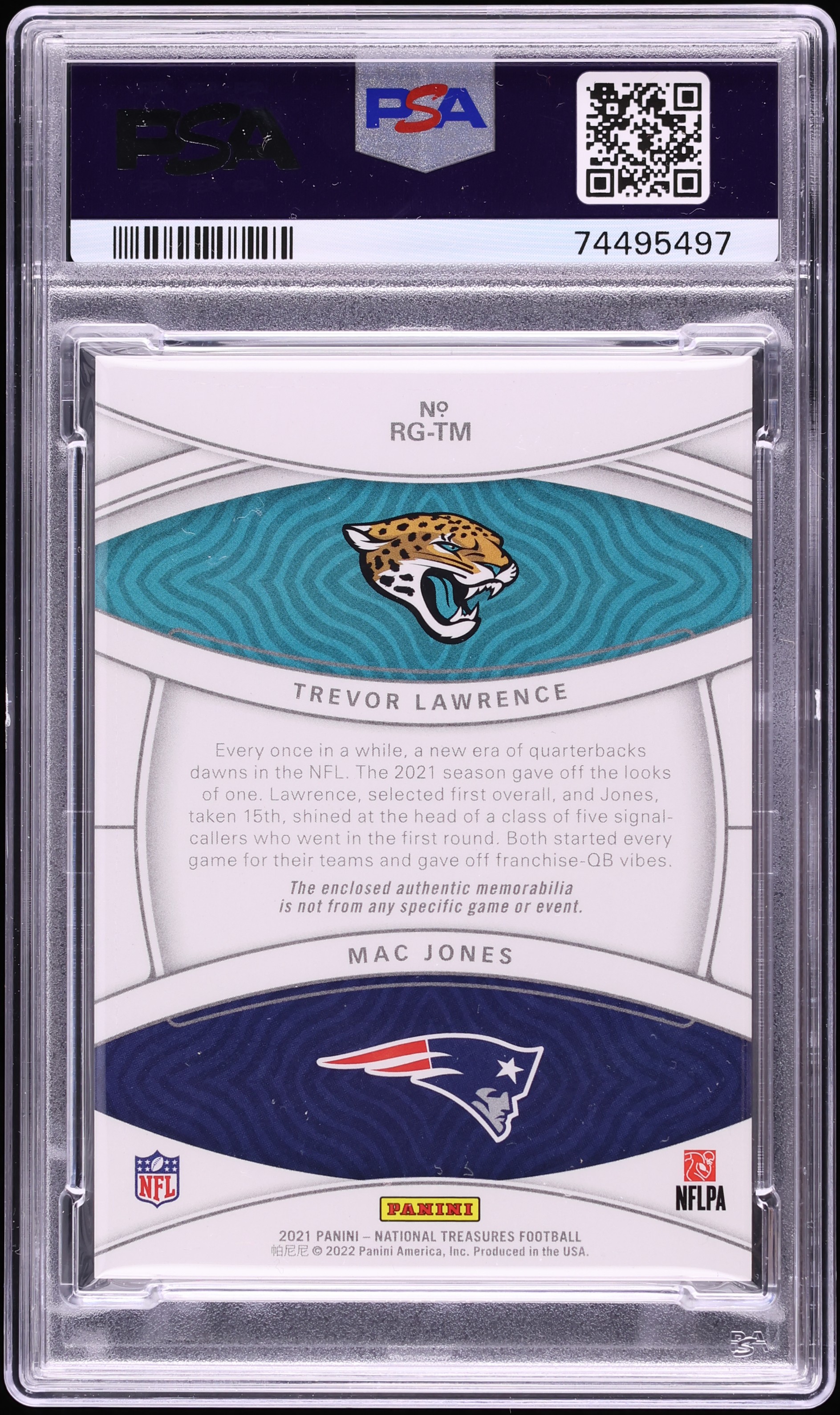 2021 National Treasures NFL Gear Combo Trevor Lawrence Mac Jones