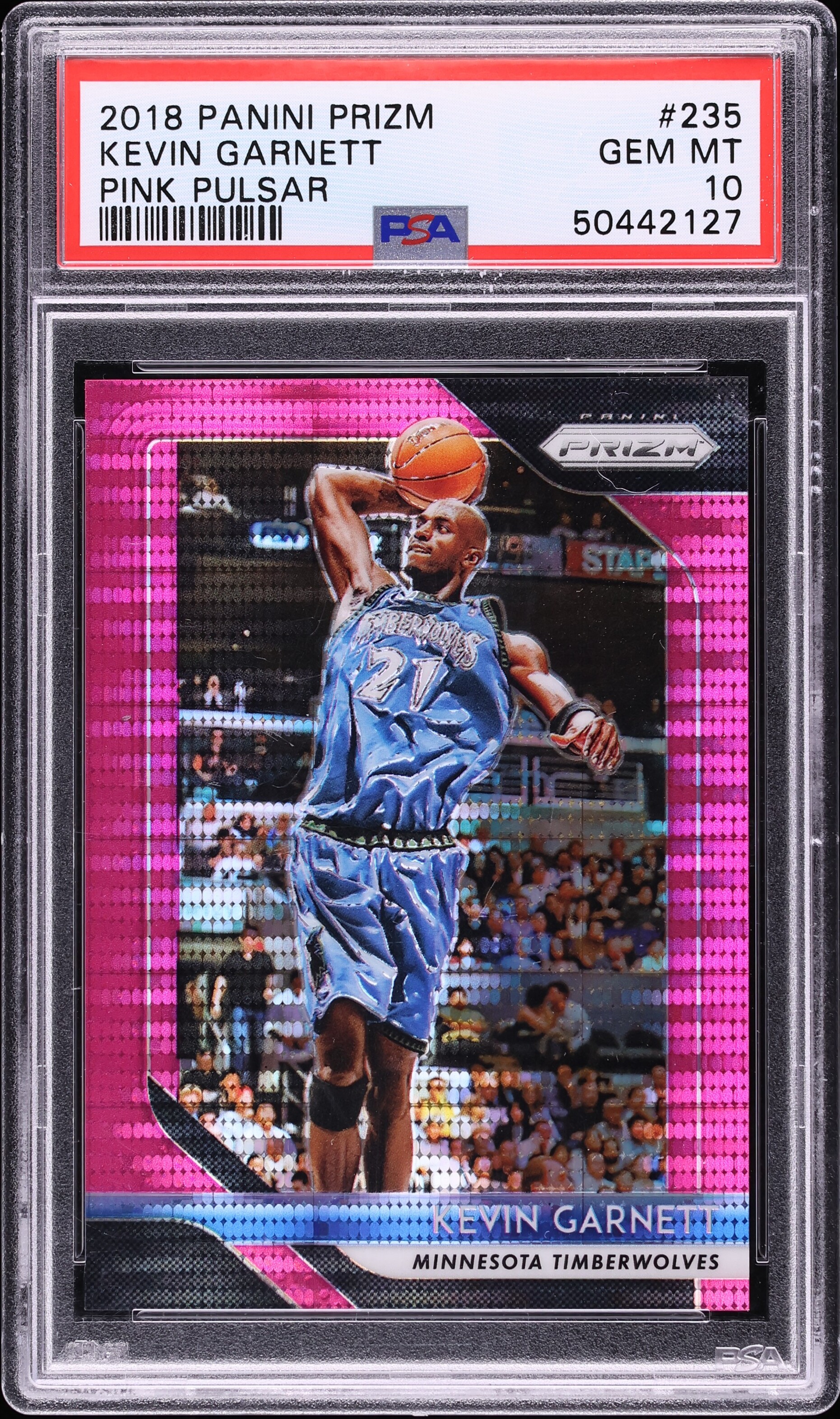 2018 Panini Prizm Pink Pulsar Kevin Garnett /42 #235 PSA 10 GEM