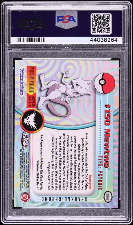 2000 Topps Chrome Pokemon Series 2 Sparkle Mewtwo #150 PSA 10 GEM MINT
