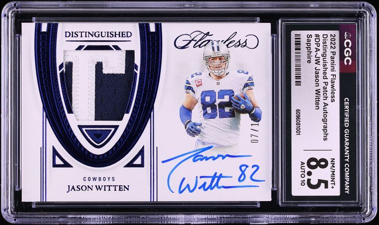 2022 Panini Flawless Distinguished Sapphire Jason Witten PATCH AUTO /10 #DPA-JW CGC 8.5 NM-MT+