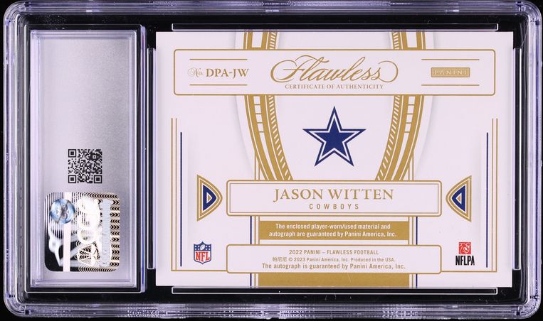 2022 Panini Flawless Distinguished Sapphire Jason Witten PATCH AUTO /10 #DPA-JW CGC 8.5 NM-MT+
