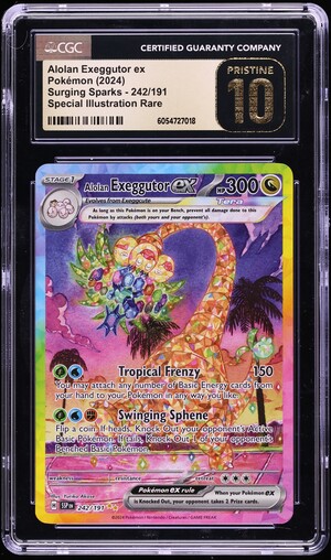 242 191 pokemon card Trading Game Surging Sparks Special Illustration Rare Alolan Exeggutor ex #242 This Pokemon does not receive damage from attacks when on the bench Alolan Exeggutor ex300 HP Alolan Exeggutor ex 242/191 -