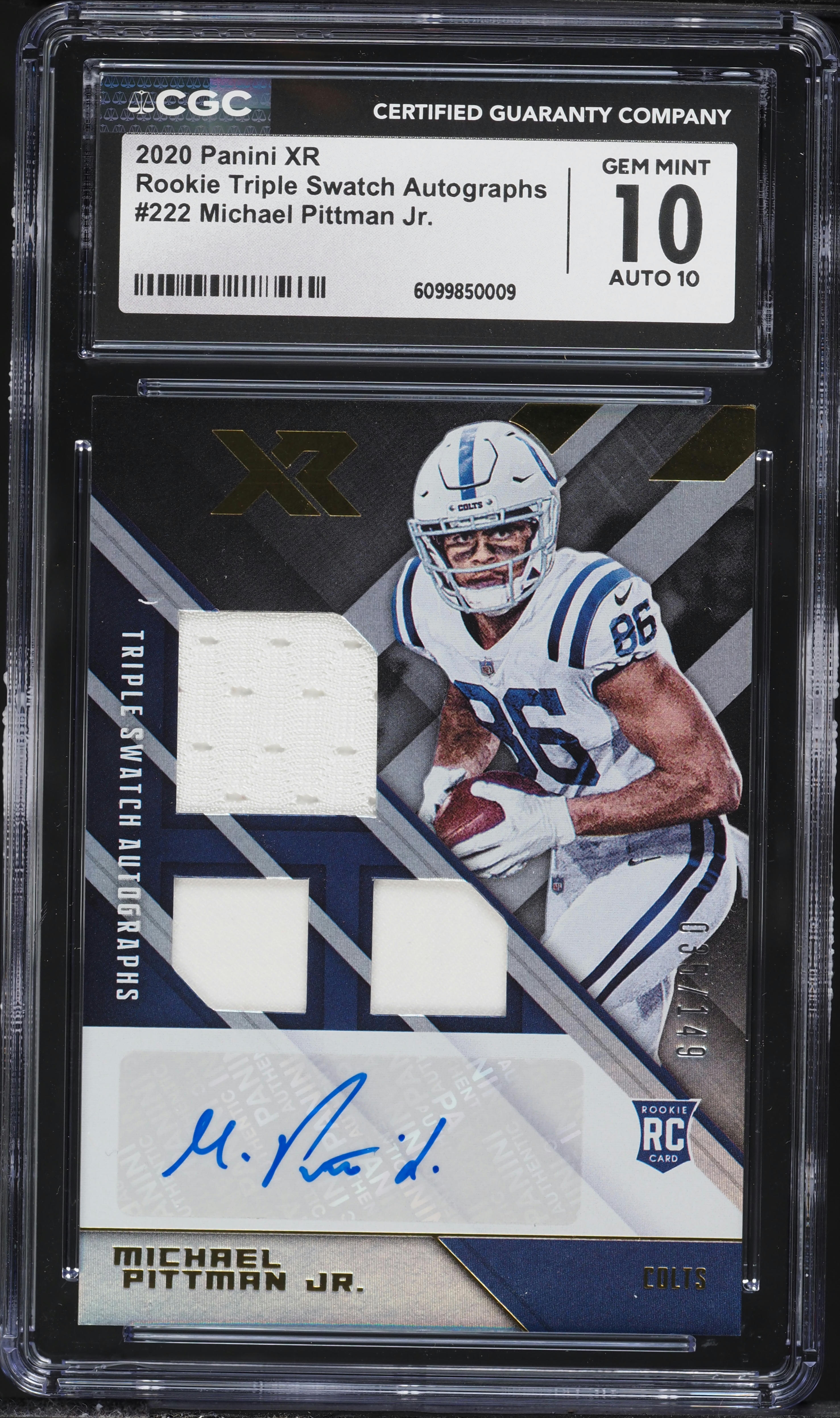 2020 Panini XR Triple Swatch Michael Pittman Jr. ROOKIE PATCH AUTO