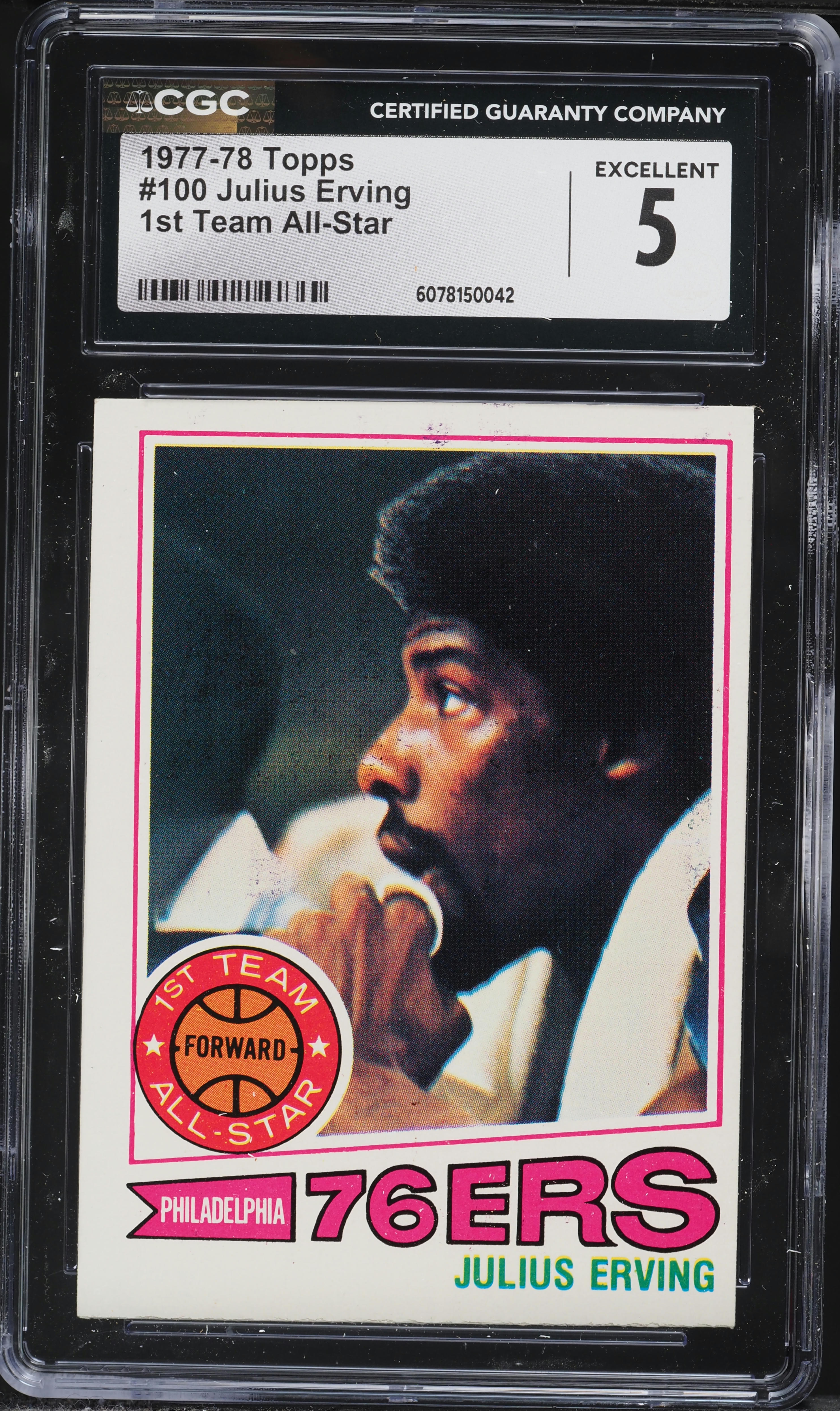 1977 Topps Basketball Julius Erving ALL-STAR #100 CGC 5 EX on