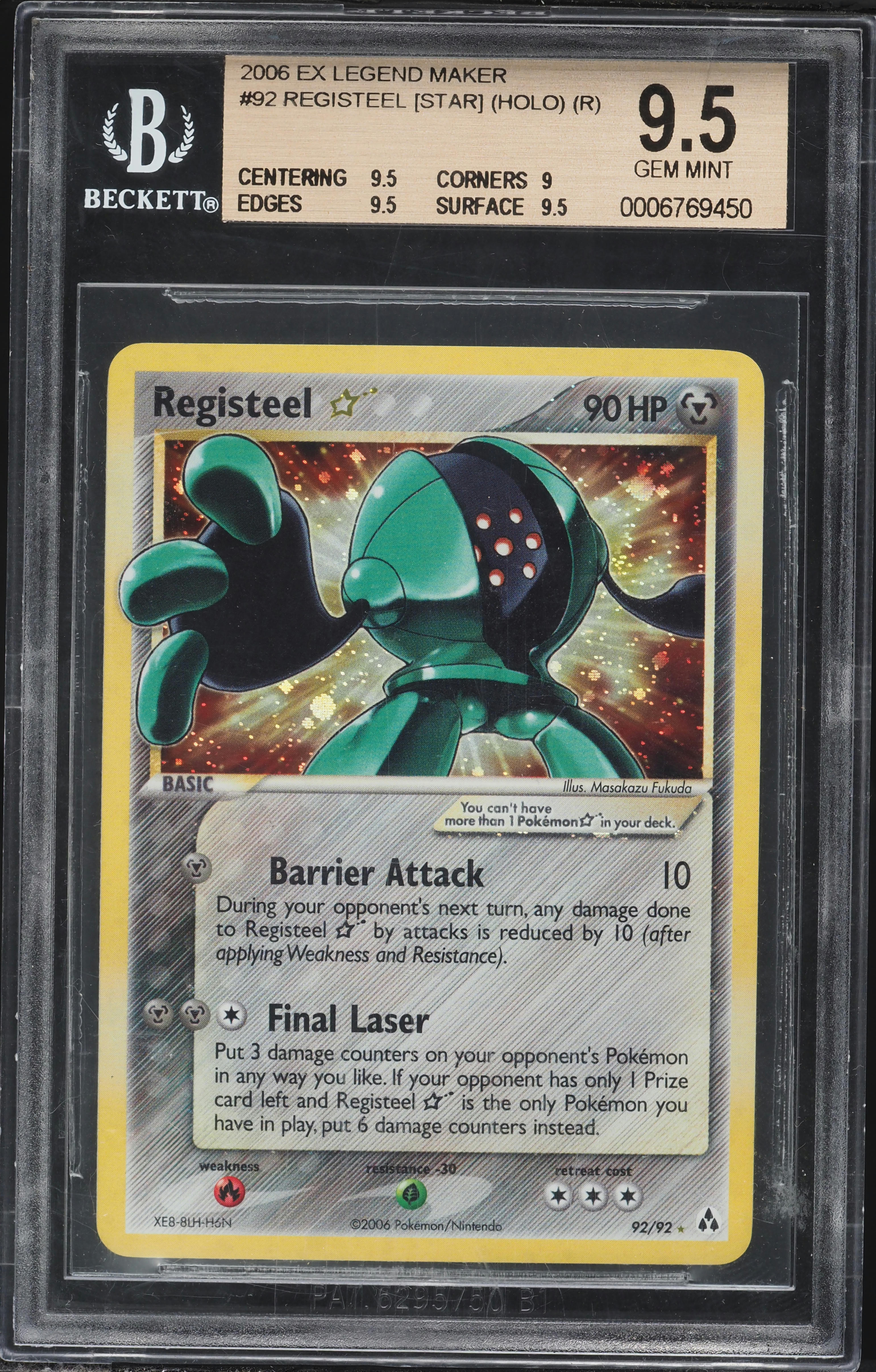 2006 Pokemon EX Legend Maker Holo Registeel Gold Star #92 BGS 9.5 GEM MINT  on Fanatics Collect