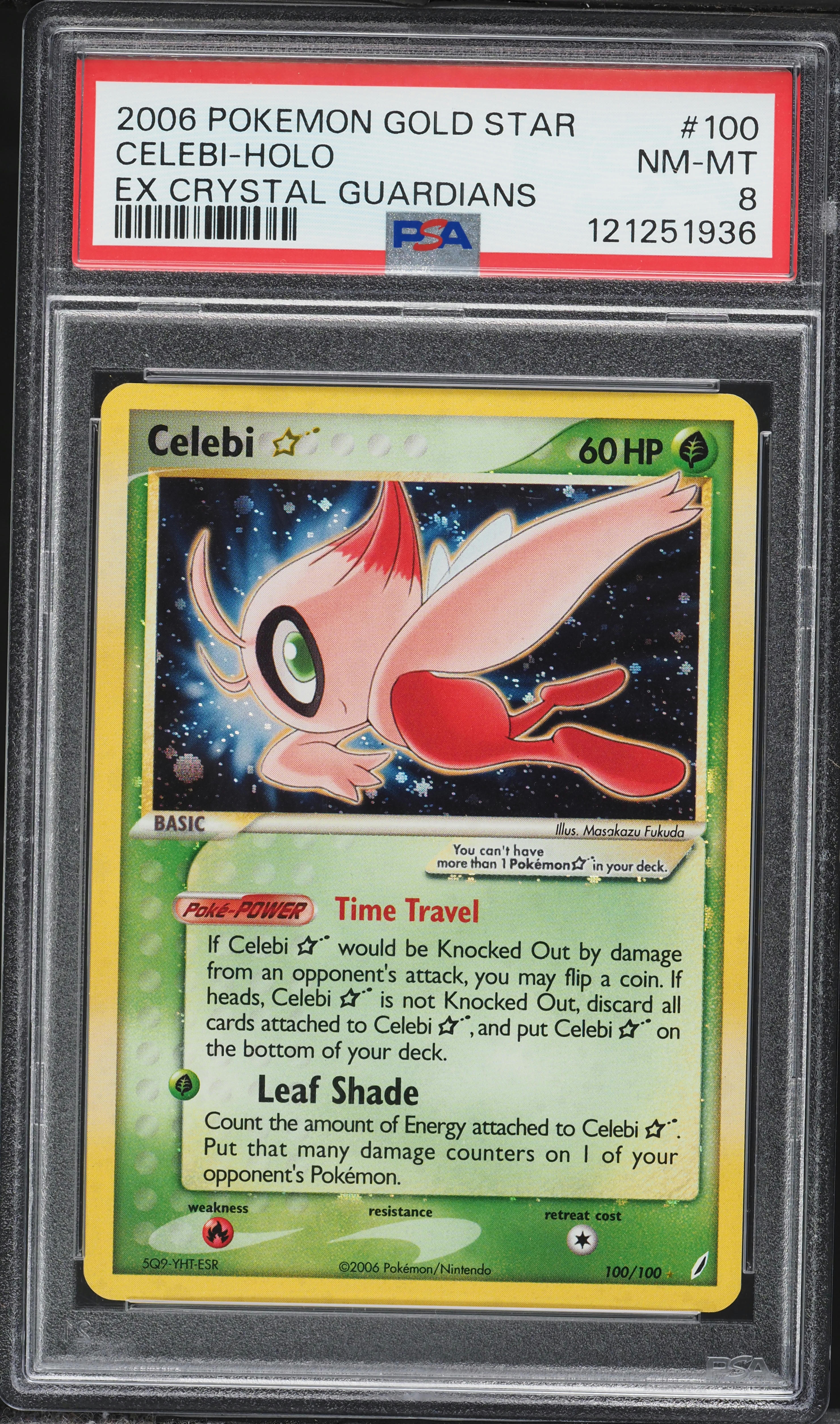 2006 Pokemon EX Crystal Guardians Holo Celebi #100 PSA 8 NM-MT on