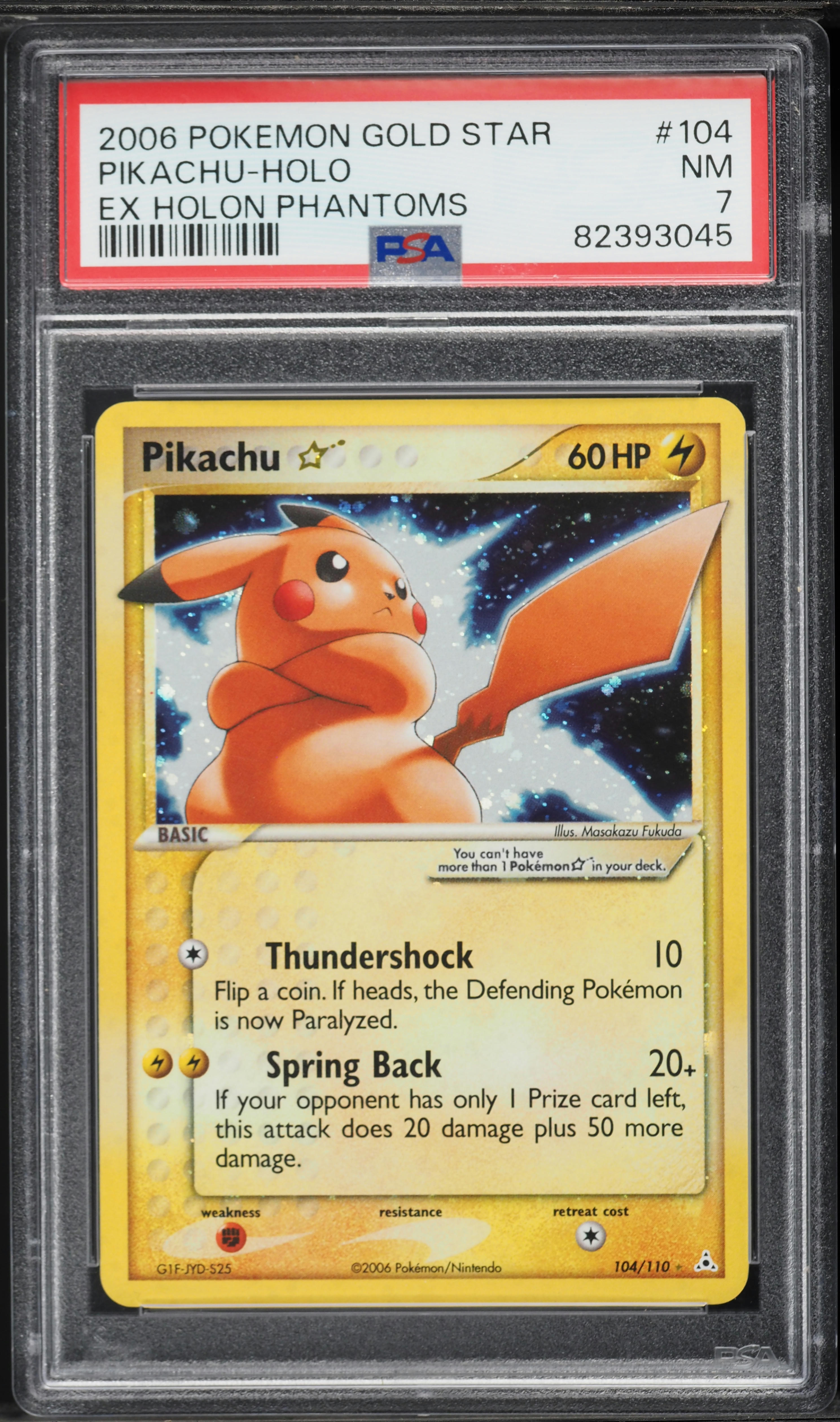 2006 Pokemon EX Holon Phantoms Holo Pikachu Gold Star #104 PSA 7