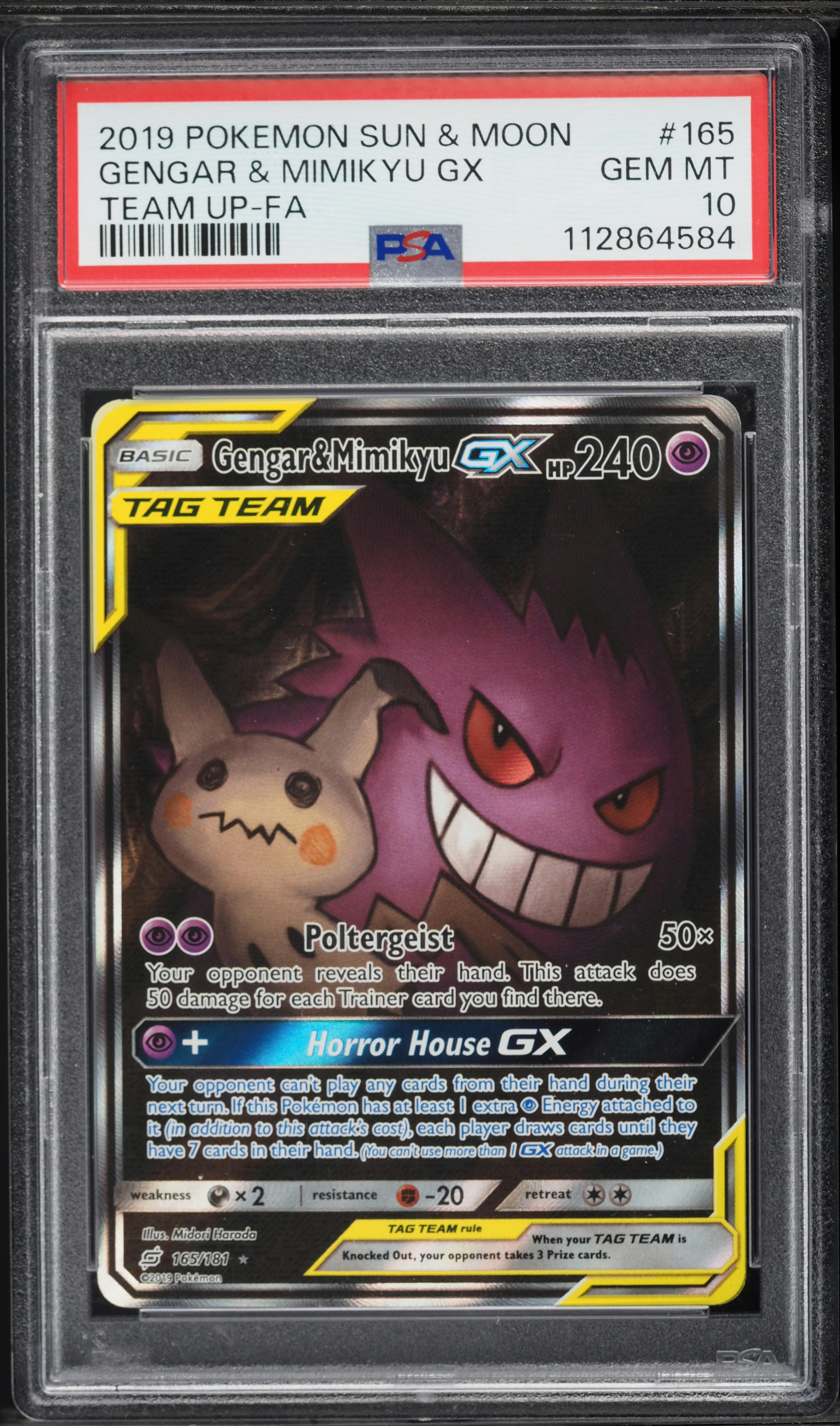 2019 Pokemon Sun & Moon Team Up Full Art Gengar & Mimikyu GX #165