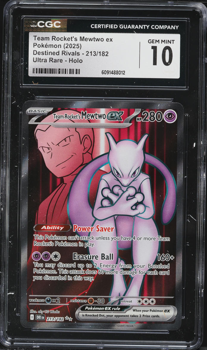 pokemon destined rivals mewtwo card Team Rocket's ex (213/182) [Scarlet & Violet: Rivals] proof acrylic case and featuring a striking image of the captivating character Team Rocket's Mewtwo ex Box