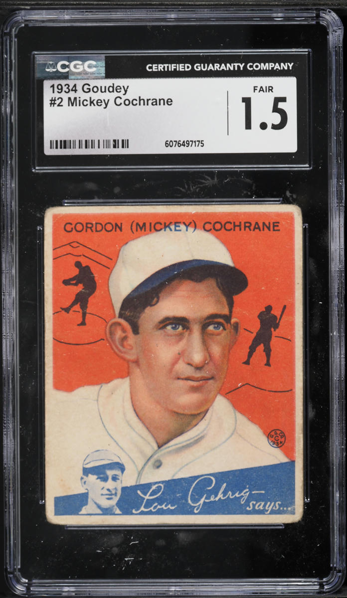 1934 Goudey Mickey Cochrane #2 CGC 1.5 FR