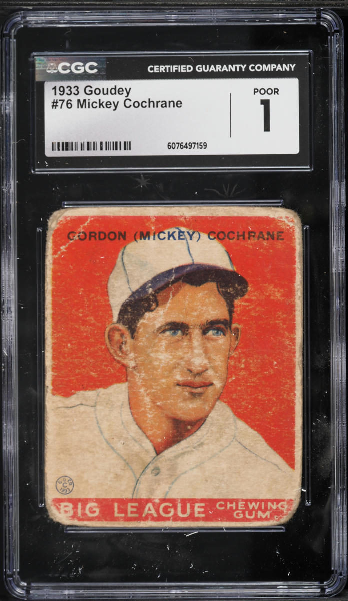1933 Goudey Mickey Cochrane #76 CGC 1 PR