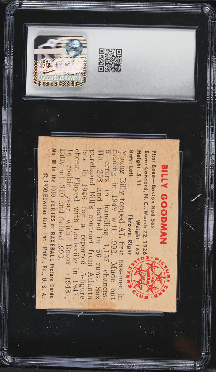1950 Bowman Billy Goodman #99 CGC 6 EXMT