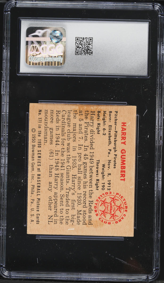 1950 Bowman Harry Gumbert #171 CGC 5 EX