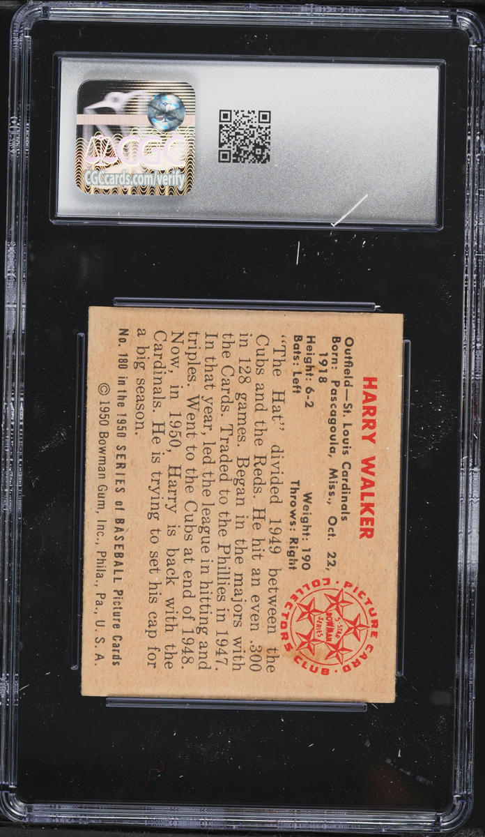 1950 Bowman Harry Walker #180 CGC 6.5 EXMT+