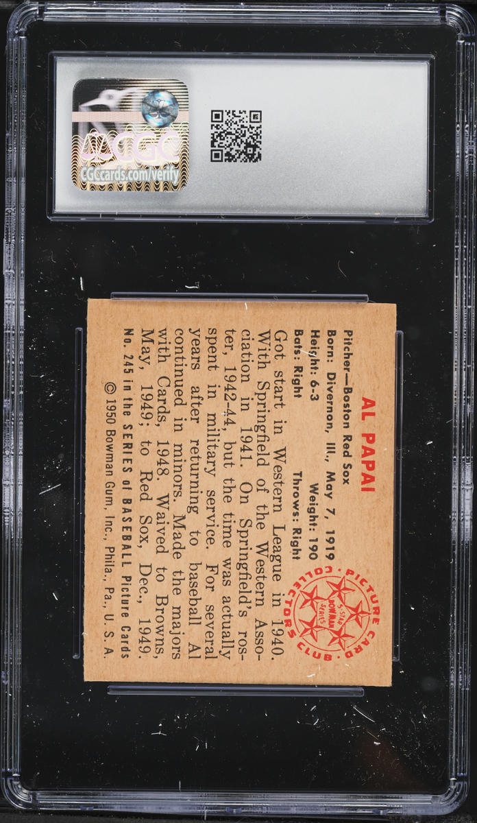 1950 Bowman Al Papai #245 CGC 7 NRMT