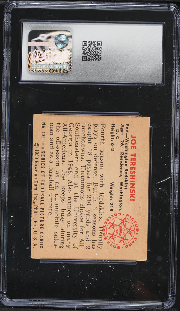 1950 Bowman Football Joe Tereshinski #139 CGC 5 EX