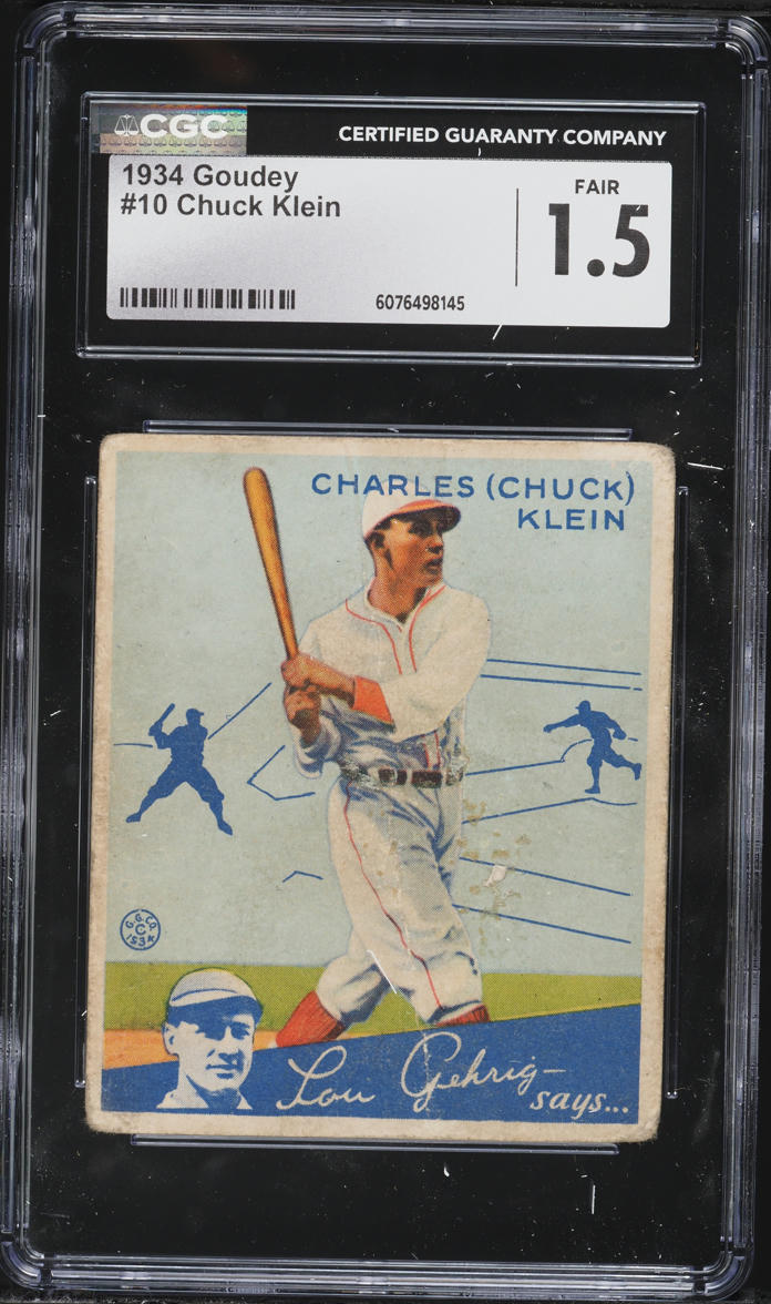 1934 Goudey Chuck Klein #10 CGC 1.5 FR