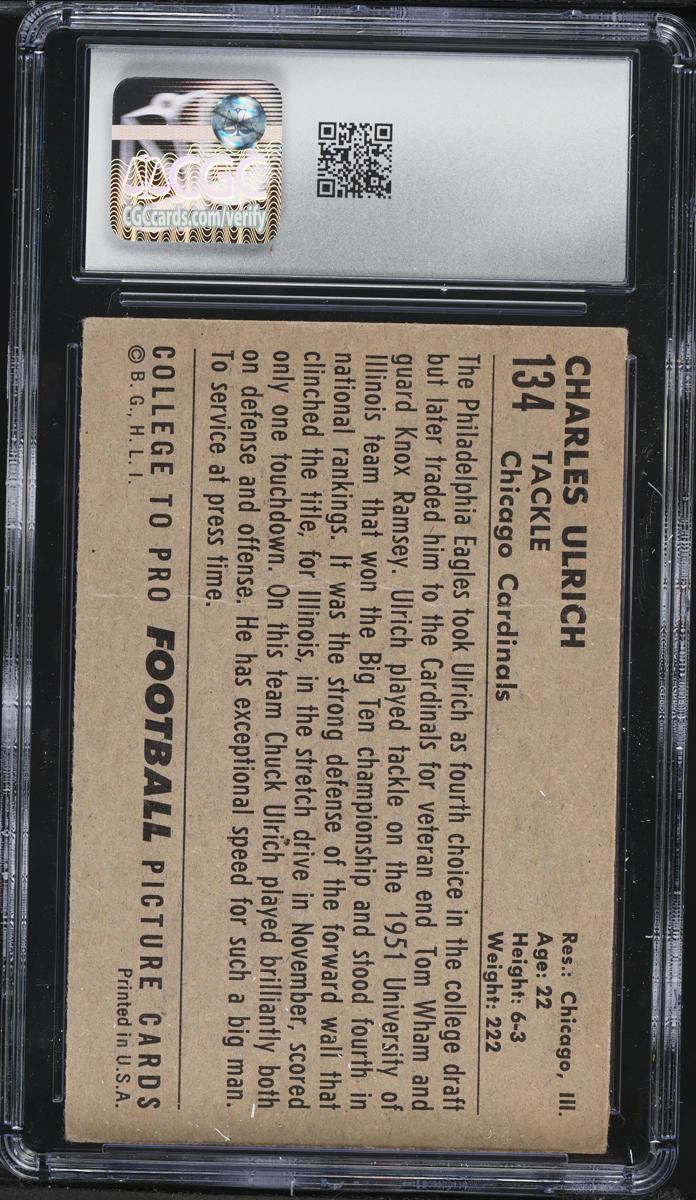 1952 Bowman Large Chuck Ulrich #134 CGC 2 GD
